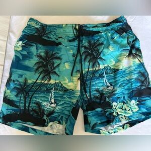 Board Shorts Island Floral Men's Swimming Trunks Size 2X With Pockets